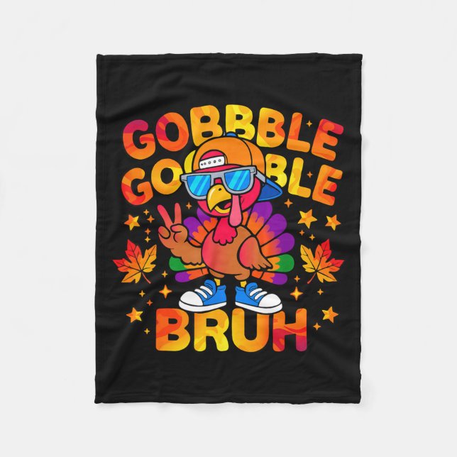 Couverture Polaire Bruh Funny Thanksgiving Turkey Gobble Outfit Boys  (Devant)