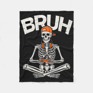 Couverture Polaire Bruh Gamer Skeleton Halloween Video Game Controlle