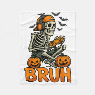 Couverture Polaire Bruh Halloween Garçons Enfants Gamer Mens Skeleton