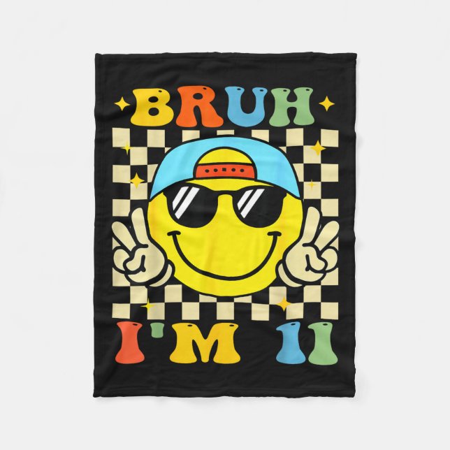 Couverture Polaire Bruh I'm 11 Years Old Blue Birthday Boys 11th Birt (Devant)