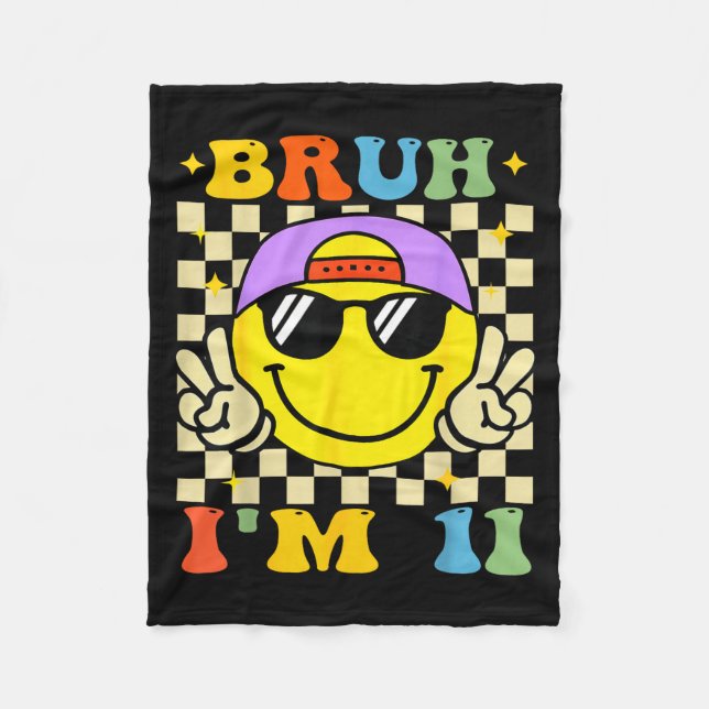 Couverture Polaire Bruh I'm 11 Years Old Purple Birthday Boys 11th Bi (Devant)