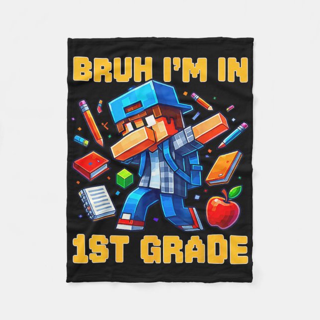Couverture Polaire Bruh I'm In 1st Grade Dabbing Gamer Ck To School G (Devant)