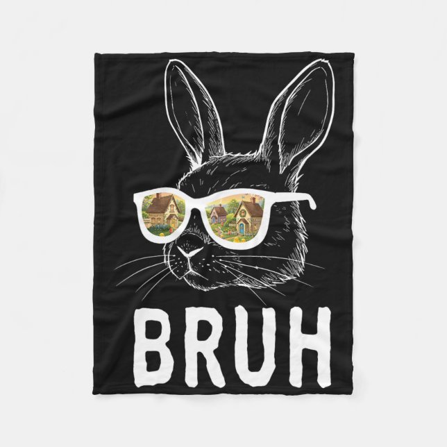 Couverture Polaire Bruh Pâques Jour Funky Lapin Lapin Face Gles Easte (Devant)