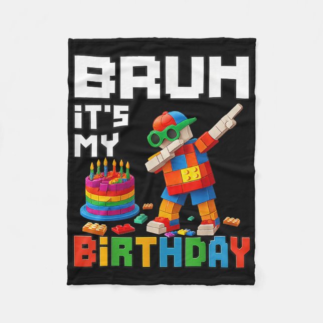 Couverture Polaire Bruh Son Anniversaire Maître Bâtiment Bâtir Brick  (Devant)