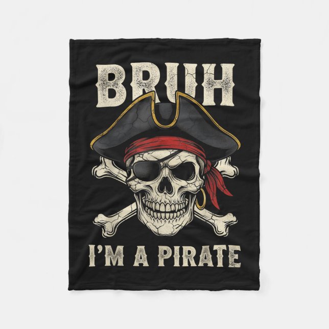 Couverture Polaire Bruh un crâne de pirate mème drôle squelette cache (Devant)