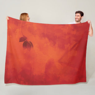 Couverture Polaire Brûlé Orange Persimmon Feuilles Abtract Automne