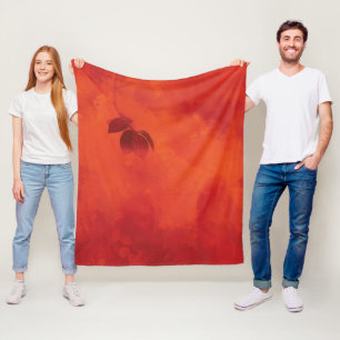 Couverture Polaire Brûlé Orange Persimmon Feuilles Abtract Automne