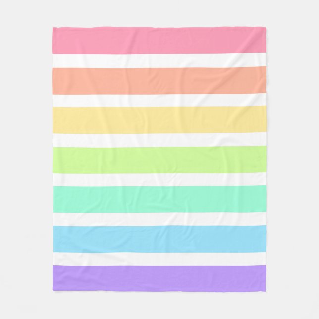 Couverture Polaire Bubblegum arc-en-ciel et bandes blanches (Devant)