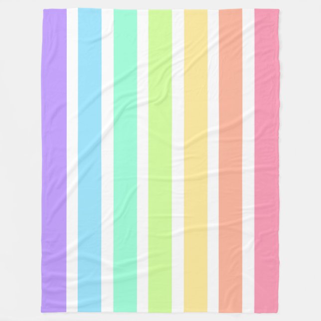 Couverture Polaire Bubblegum arc-en-ciel et bandes blanches (Devant)