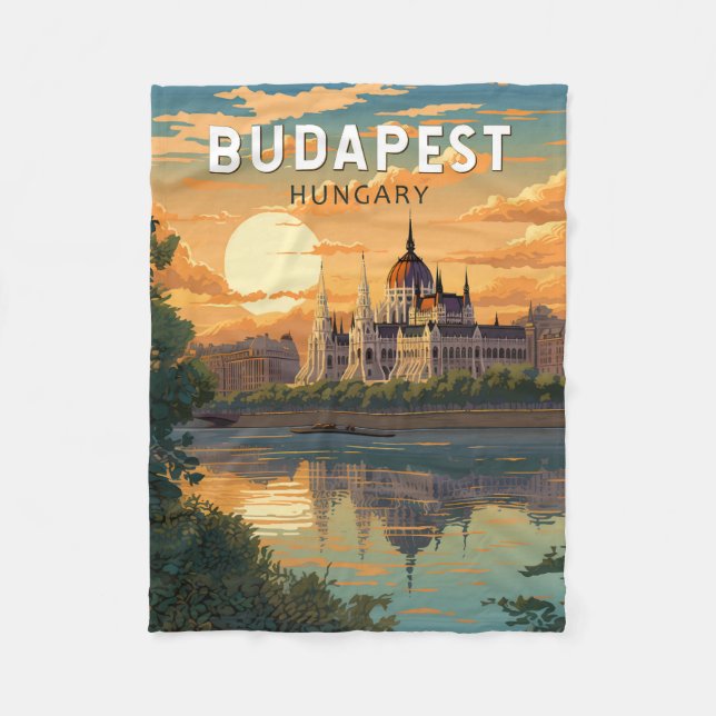 Couverture Polaire Budapest Hongrie Travel Art Vintage (Devant)