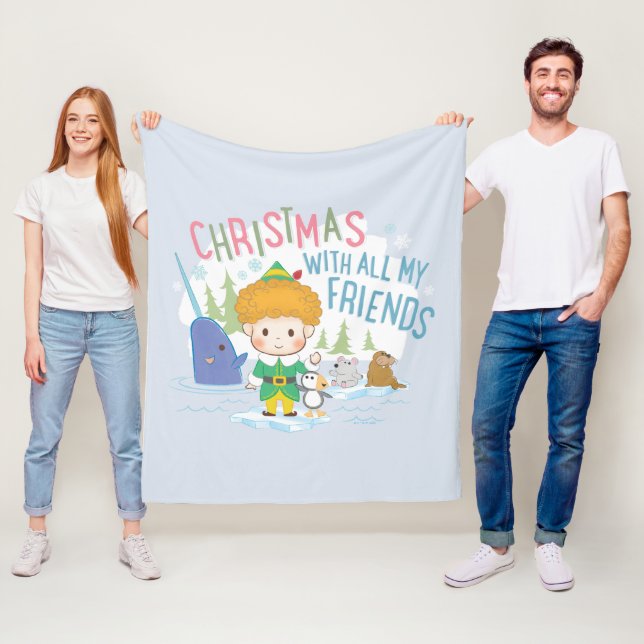 Couverture Polaire Buddy l'Elfe Noël avec tous mes amis (En situation)