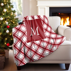 Couverture Polaire Buffalo Check Blanche rouge