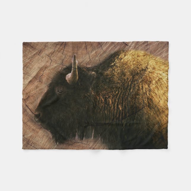 Couverture Polaire Buffalo de bison de bois (Devant (Horizontal))