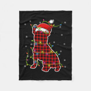 Couverture Polaire Buffalo Plaid Bulldog Père Noël Christmas Pyjama M