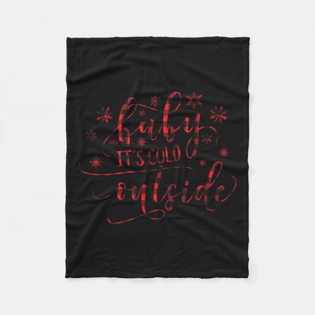 Couverture Polaire Buffalo Plaid Christmas Song Baby It's Cold Outsid (Devant)