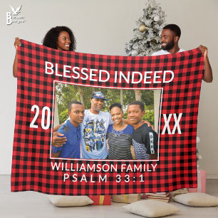 Couverture Polaire Buffalo Plaid Famille chrétienne Noël