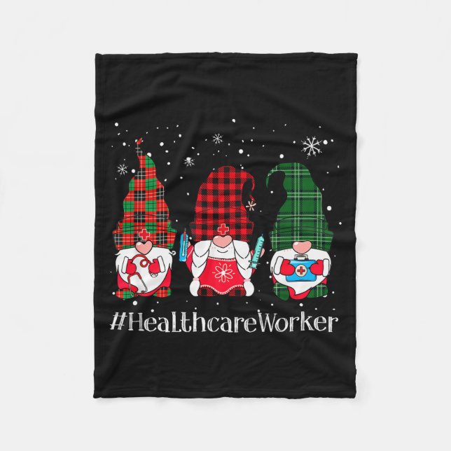 Couverture Polaire Buffalo Plaid Gnome Healthcare Worker Nurse Christ (Devant)