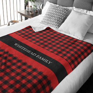 Couverture Polaire Buffalo Plaid Red Black Classic Name