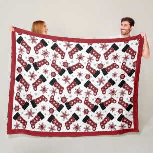 Couverture Polaire Buffalo rustique Plaid Stocker Snowflakes Noël