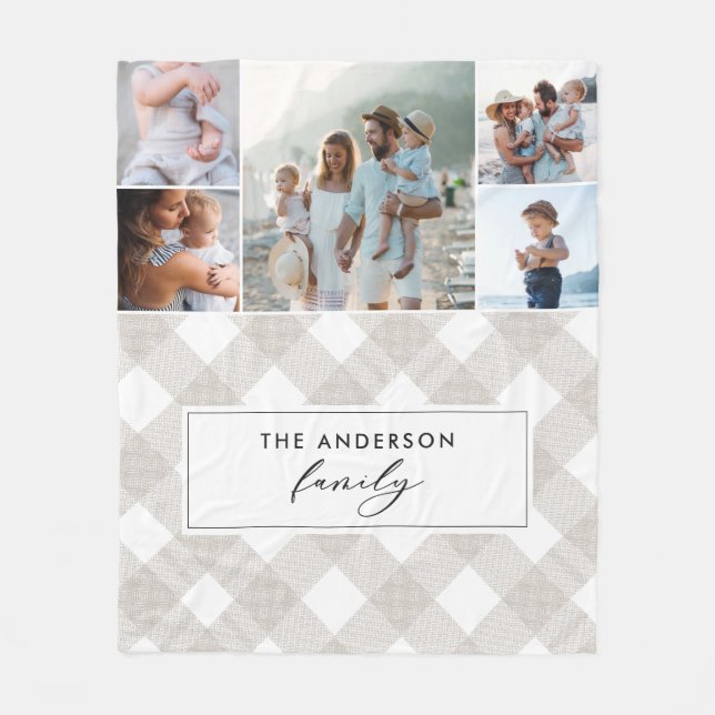 Couverture Polaire Buffalo tartan moderne naturel 5 photo Noël (Devant)