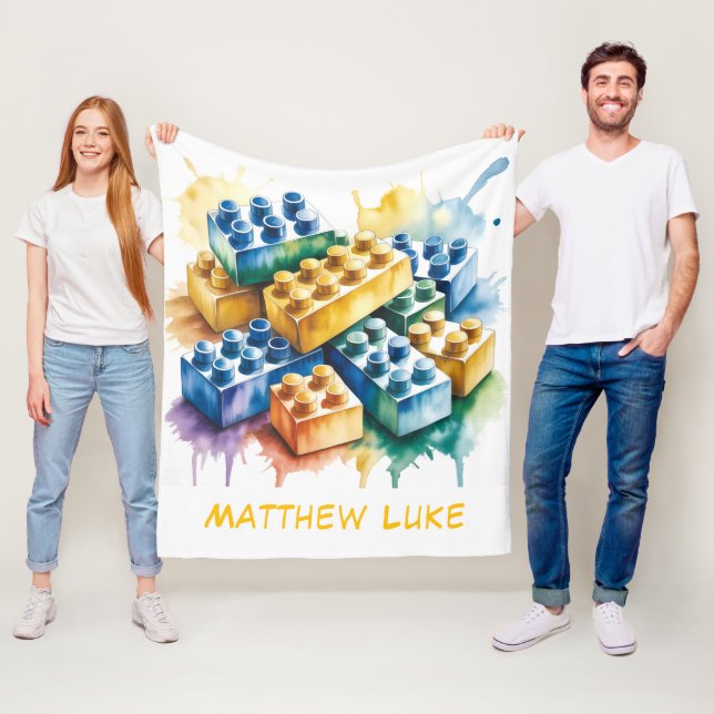 Couverture Polaire Building Block Splash Boy Birthday Party Gift (En situation)