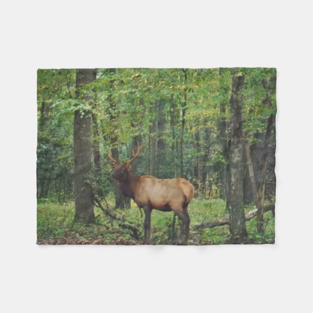 Couverture Polaire Bull Male Elk à autumn field (Devant (Horizontal))