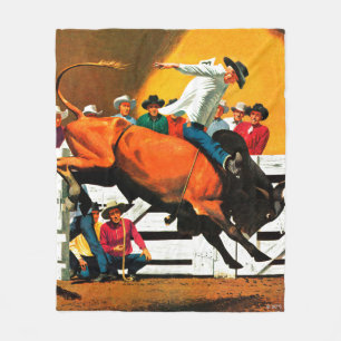 Couverture Polaire Bull Riding par Fred Ludekens