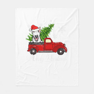 Couverture Polaire Bull Terrier Chien Riding Camion Rouge Décor de No