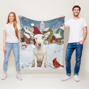 Couverture Polaire Bull Terrier Chien Winter Wonderland Noël Joie