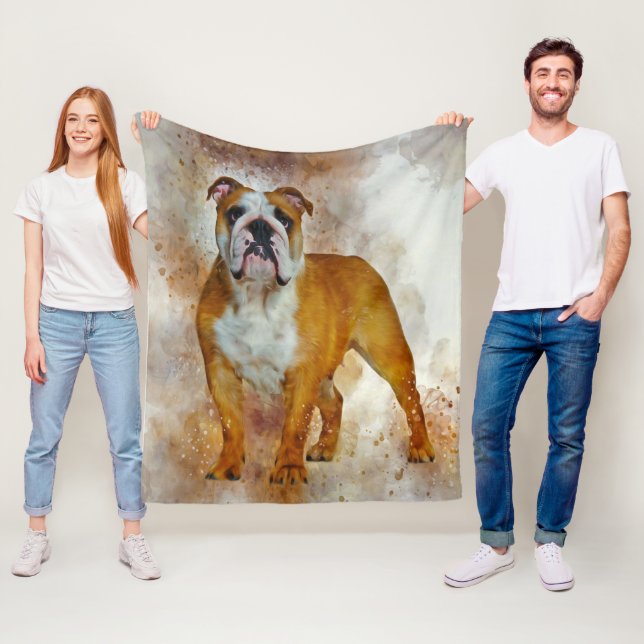 Couverture Polaire Bulldog Art Anglais Bulldog Amoureux (En situation)