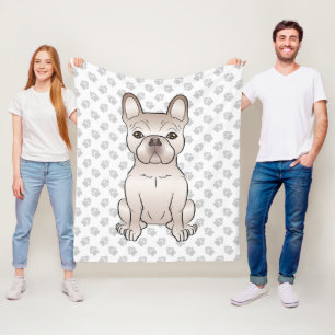 Couverture Polaire Bulldog français crème / Chien Frenchie & motif de