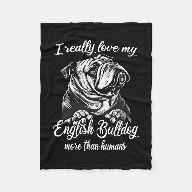 Couverture Polaire Bulldog Outfit Love My English Bulldog (Devant)
