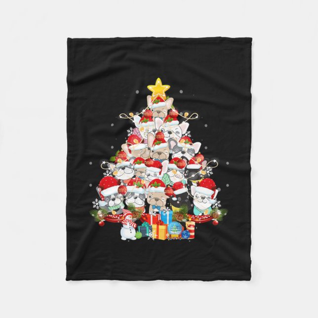 Couverture Polaire Bulldog Santa Claus Joyeux Noël (Devant)