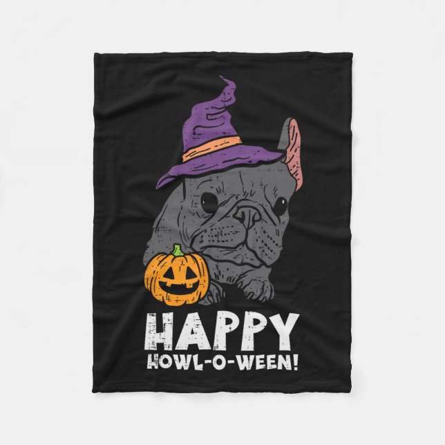 Couverture Polaire Bulldog Witch Happy Howl O Ween Fun Halloween Chie (Devant)