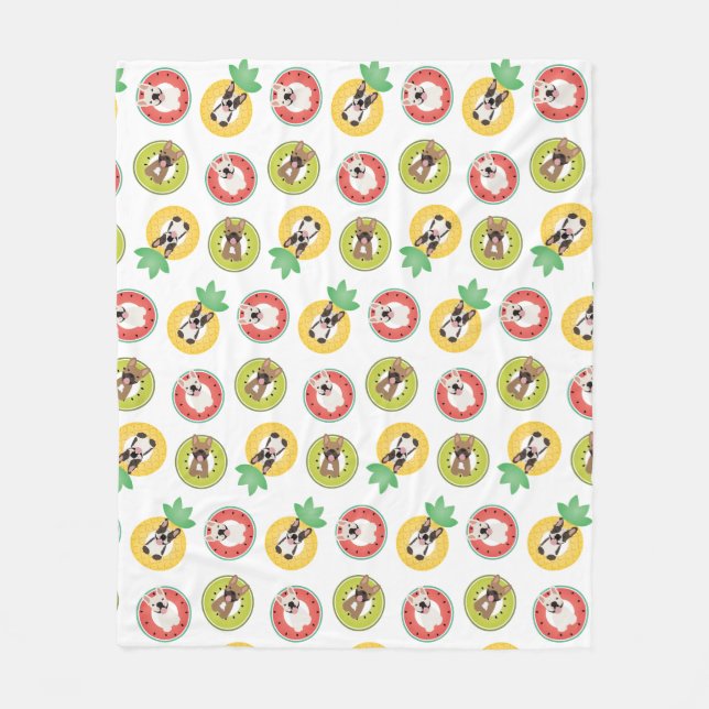 Couverture Polaire Bulldogs français dans la piscine de fruits Flotte (Devant)