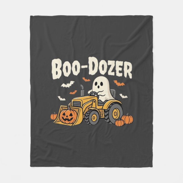 Couverture Polaire Bulldozer fantôme de Halloween Boo-Dozer Design_1 (Devant)