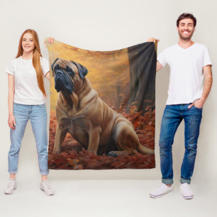 Couverture Polaire Bullmastiff dans les feuilles d'automne tombent in