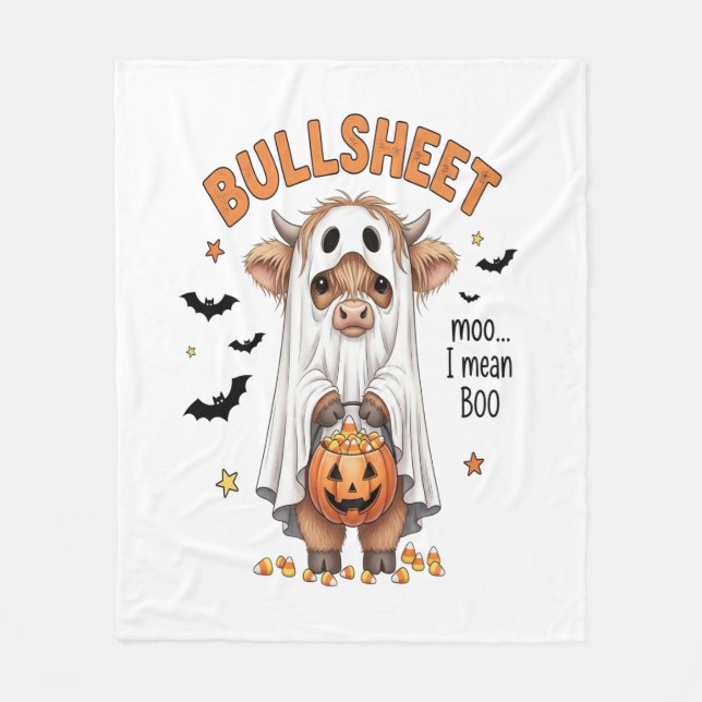Couverture Polaire Bullsheet Highland Cow Funny Ghost (Devant)