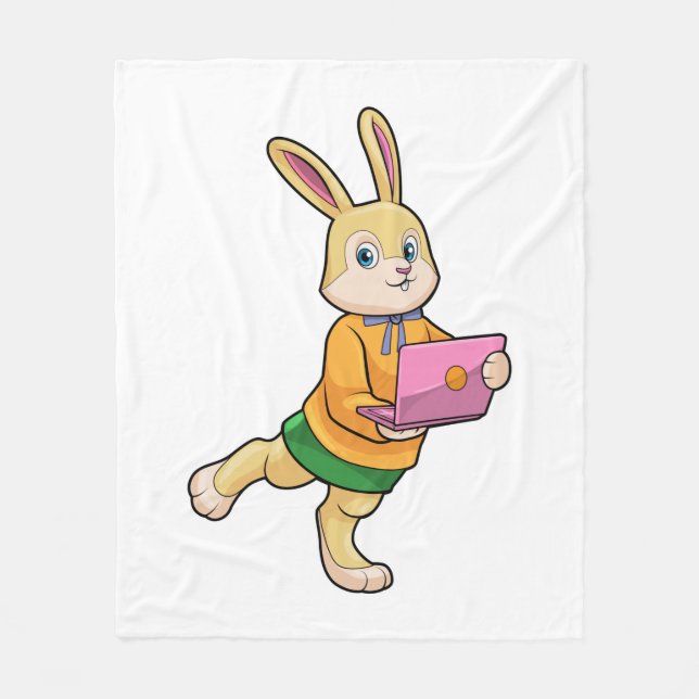 Couverture Polaire Bunny comme secrétaire avec ordinateur portable (Devant)