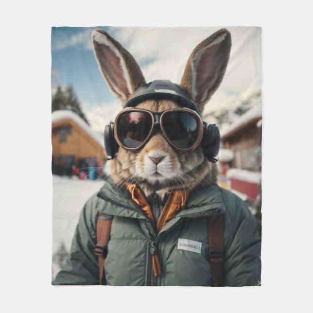 Couverture Polaire Bunny de snowboard Whimsical (Devant)