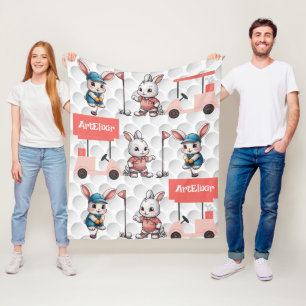 Couverture Polaire Bunny Jouer Golf Print