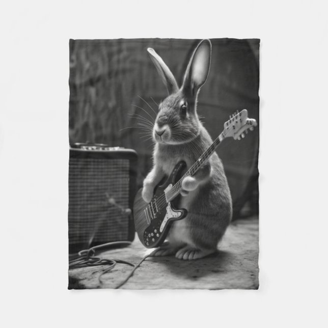 Couverture Polaire Bunny Jouer une guitare (Devant)