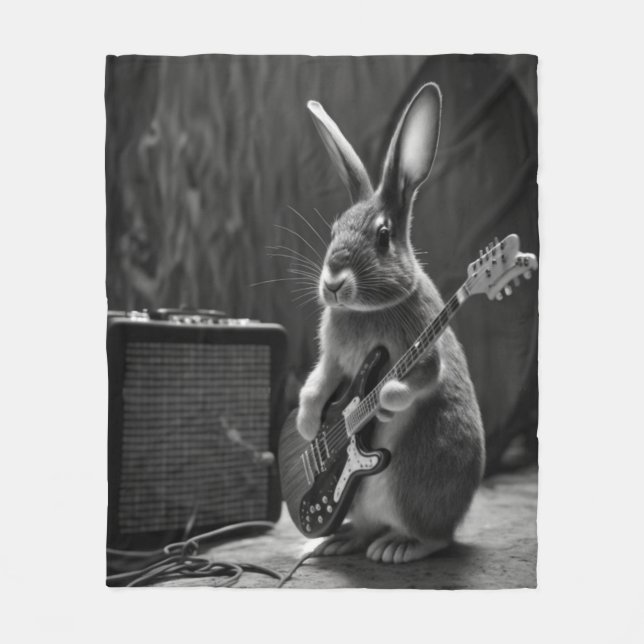 Couverture Polaire Bunny Jouer une guitare (Devant)