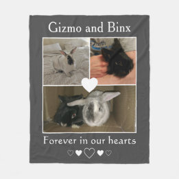 Couverture Polaire Bunny Memorial personnalisable Deux animaux Photo