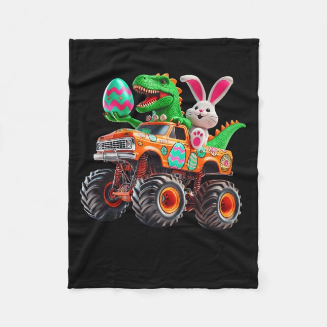 Couverture Polaire Bunny T-rex Pâques Monster Truck Dino Drôle Garçon (Devant)