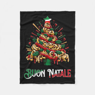 Couverture Polaire Buon natale italie pâtes noël arbre xmas
