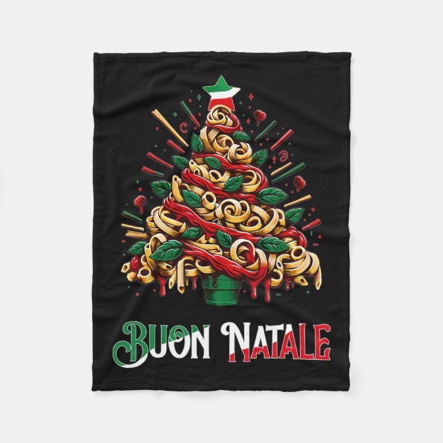 Couverture Polaire Buon natale italie pâtes noël arbre xmas (Devant)