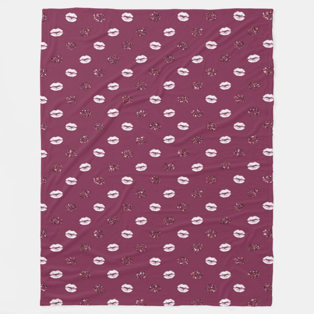 Couverture Polaire Burgundy rose Parties scintillant rouge blanc Bais (Devant)