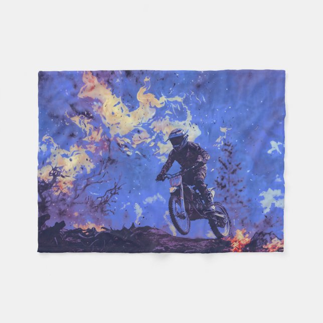 Couverture Polaire Burning Trails - Rider en VTT (Devant (Horizontal))