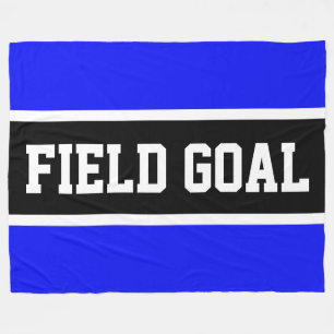 Couverture Polaire BUT DE CHAMP Sportif Noir Blanc Rayures Bleu Royal